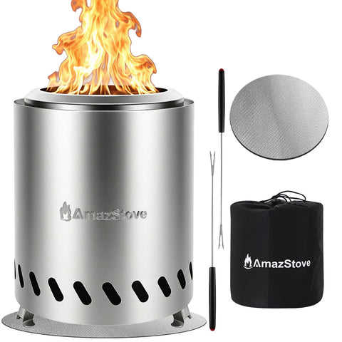 AmazStove tabletop-fire-pit-silver offers safe, compact outdoor ambiance.