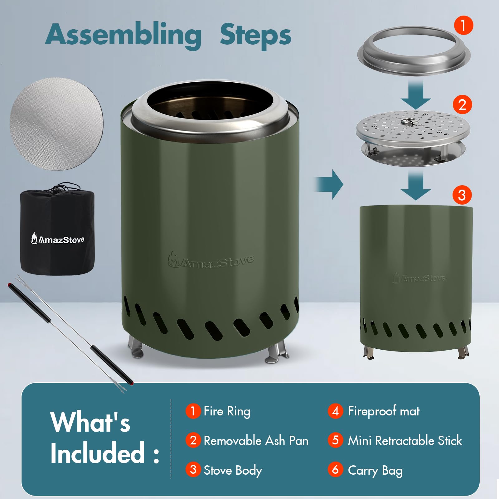 AmazStove travel bag included for easy transport and storage