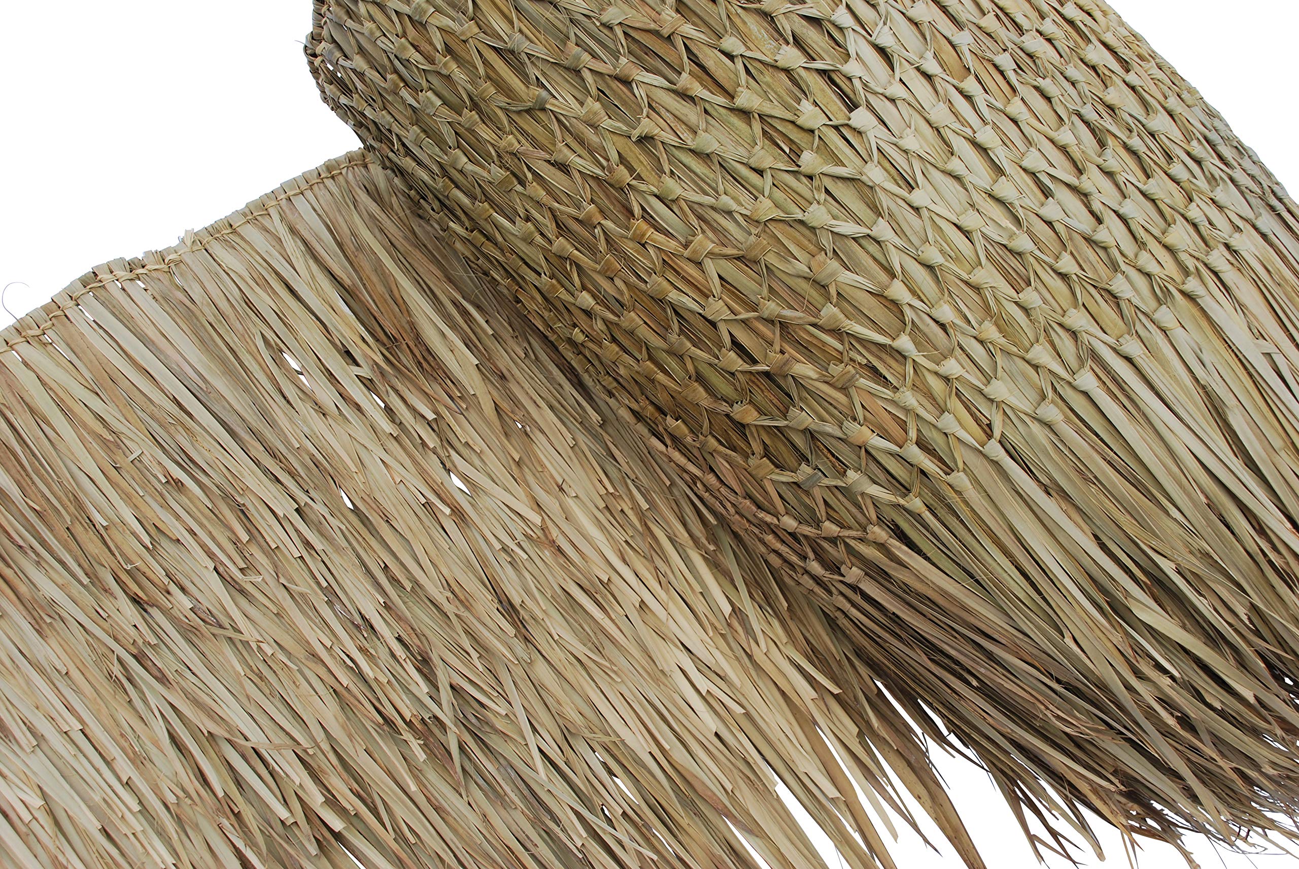 amaZulu Thatch Roll side view highlighting natural tan palm leaves for outdoor roofing.