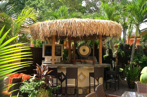 amaZulu Durable palm leaf thatch lends tropical vibe to outdoor structures.
