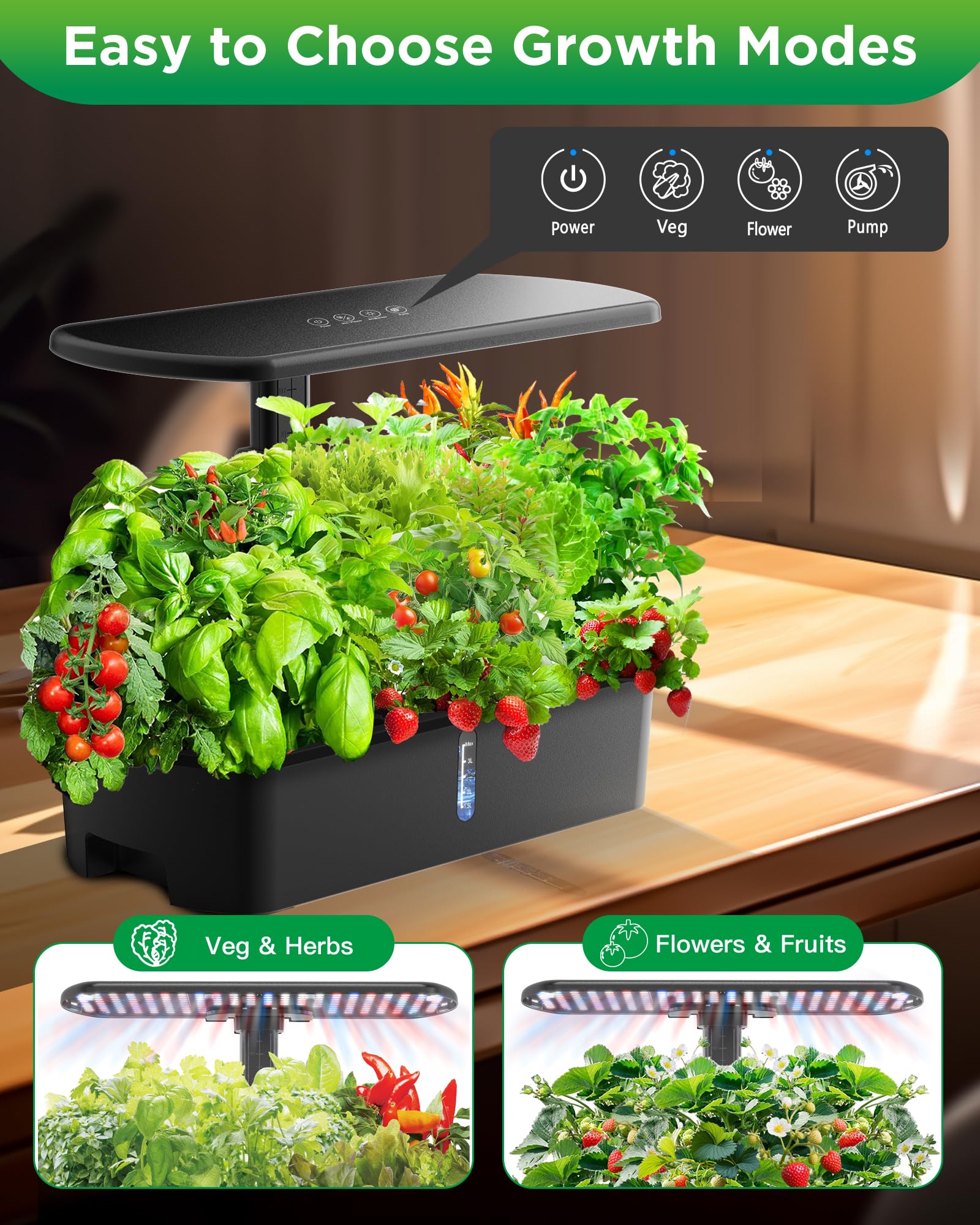 Ambgrow water tank with built in pump maintains steady nutrient circulation