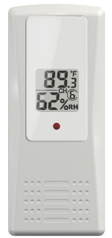 Ambient Weather F007TH wireless thermo-hygrometer displaying temperature and humidity for WS-07 compatibility.