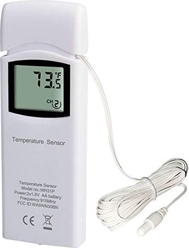 Ambient Weather WH31P integrates with your station for multi-channel monitoring.