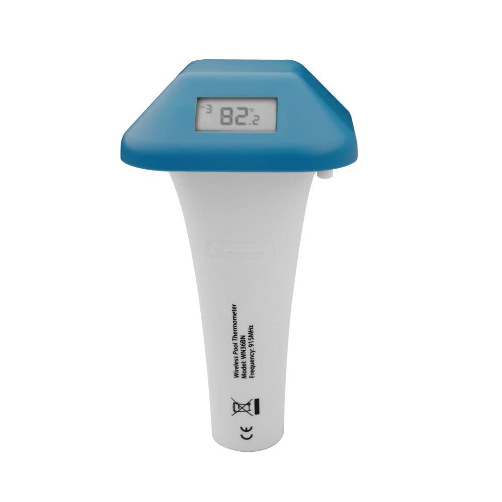 Ambient Weather WH31PF floating thermometer in pool for quick temperature readings