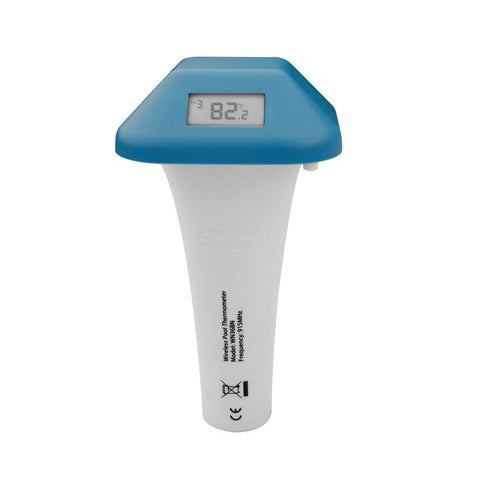 Ambient Weather WH31PF floating thermometer in pool for quick temperature readings