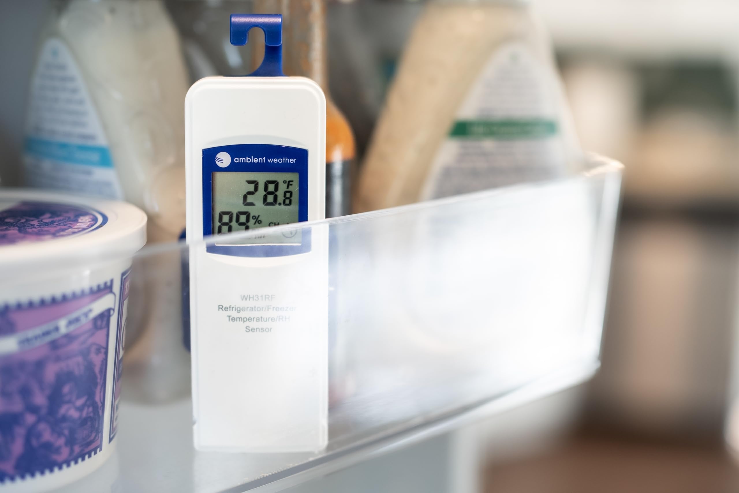 Multipurpose mounting options for shelf, wall, or fridge placement.