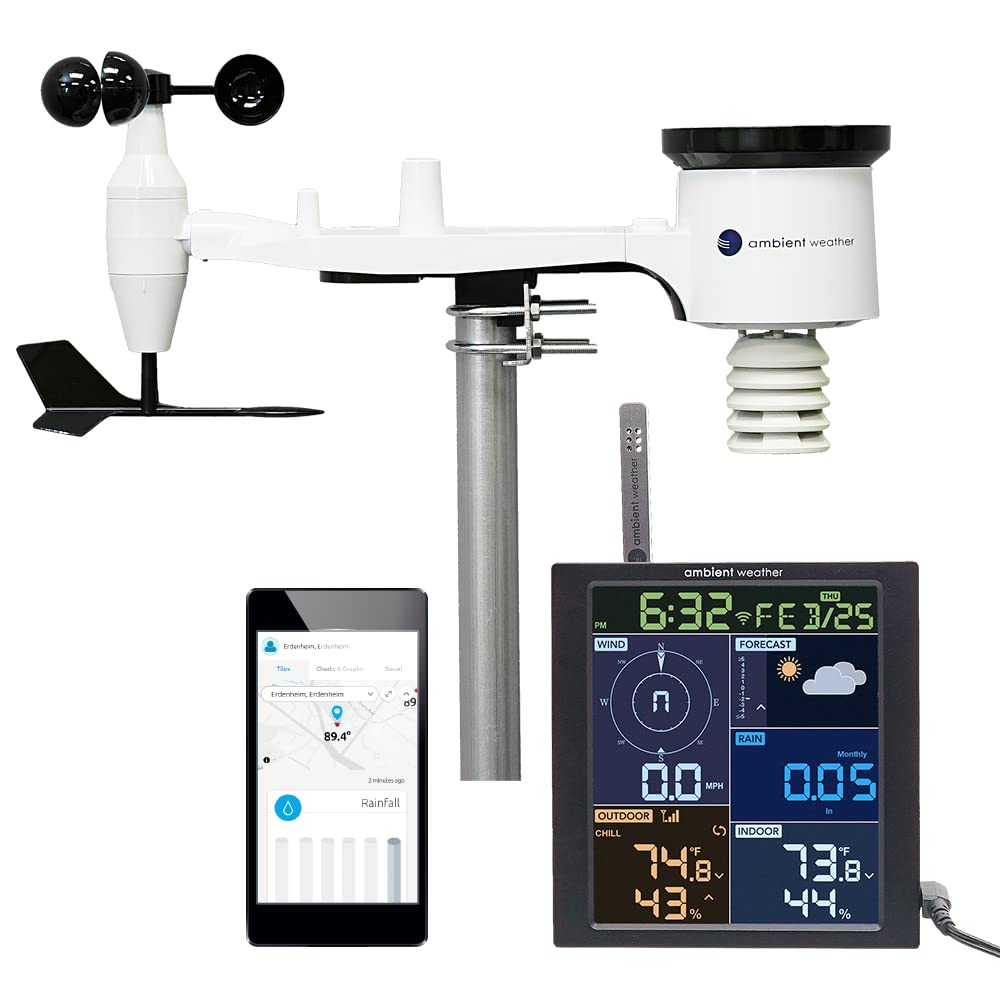 Ambient Weather WS-1965 weather station color LCD display with real-time data