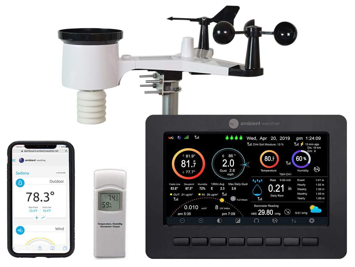 Ambient Weather WS-2000 display shows real-time weather at a glance.