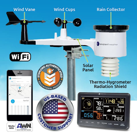 Ambient Weather WS-2902 sensor array captures wind, temp, and humidity