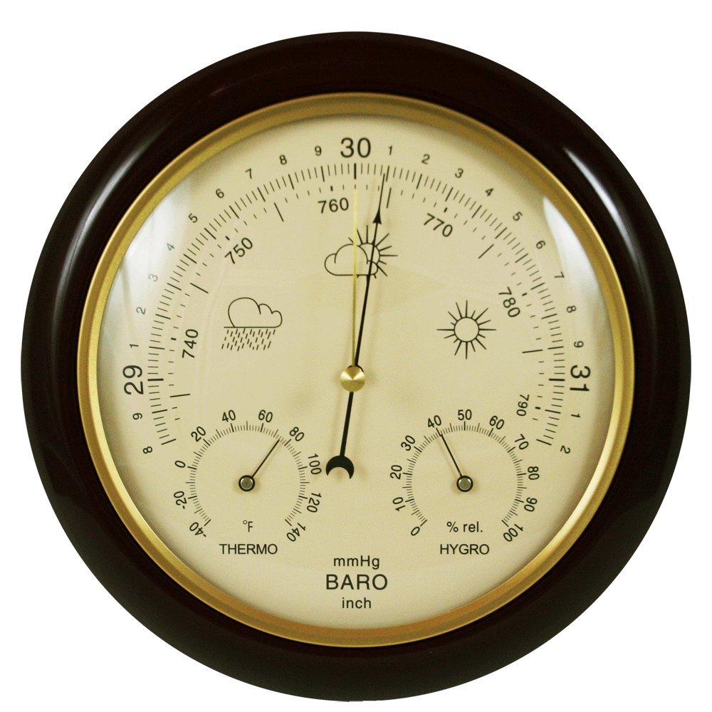 Ambient Weather WS-YG302A barometer with cherry finish and beige dial for home weather tracking