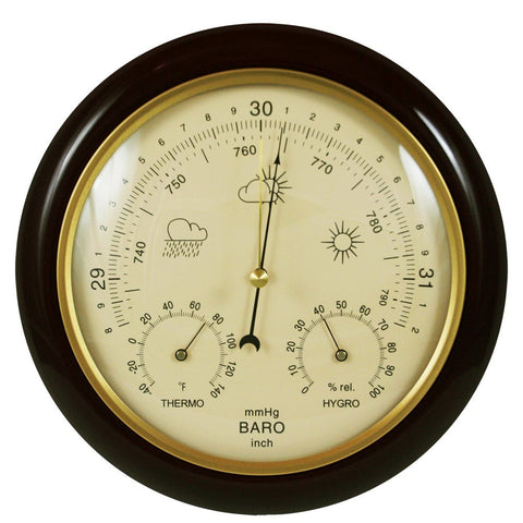 Ambient Weather WS-YG302A barometer with cherry finish and beige dial for home weather tracking