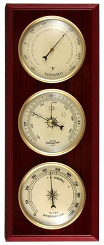 Ambient Weather YG315 cherry finish dial weather station on wall for easy readings
