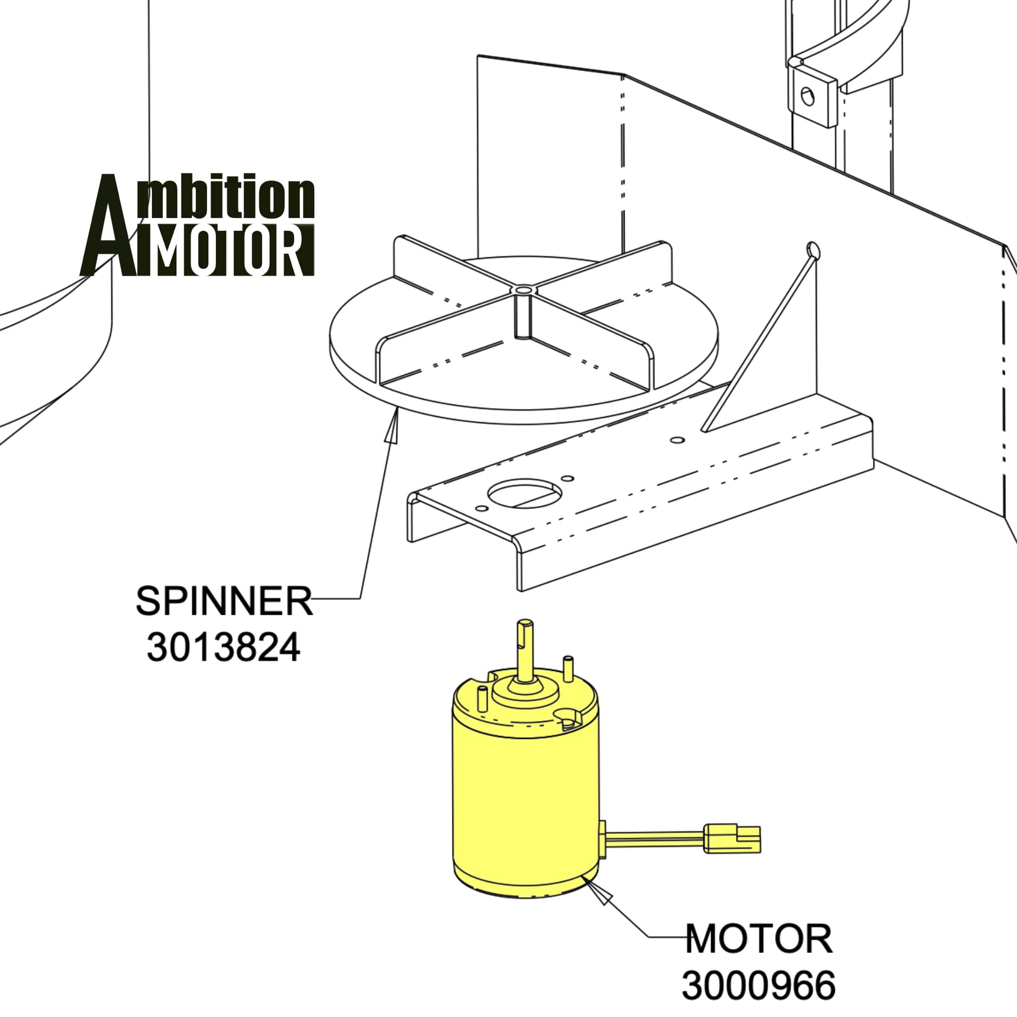 AMBITIONMOTOR salt spreader motor mounted on ATV/UTV for efficient winter road treatment.