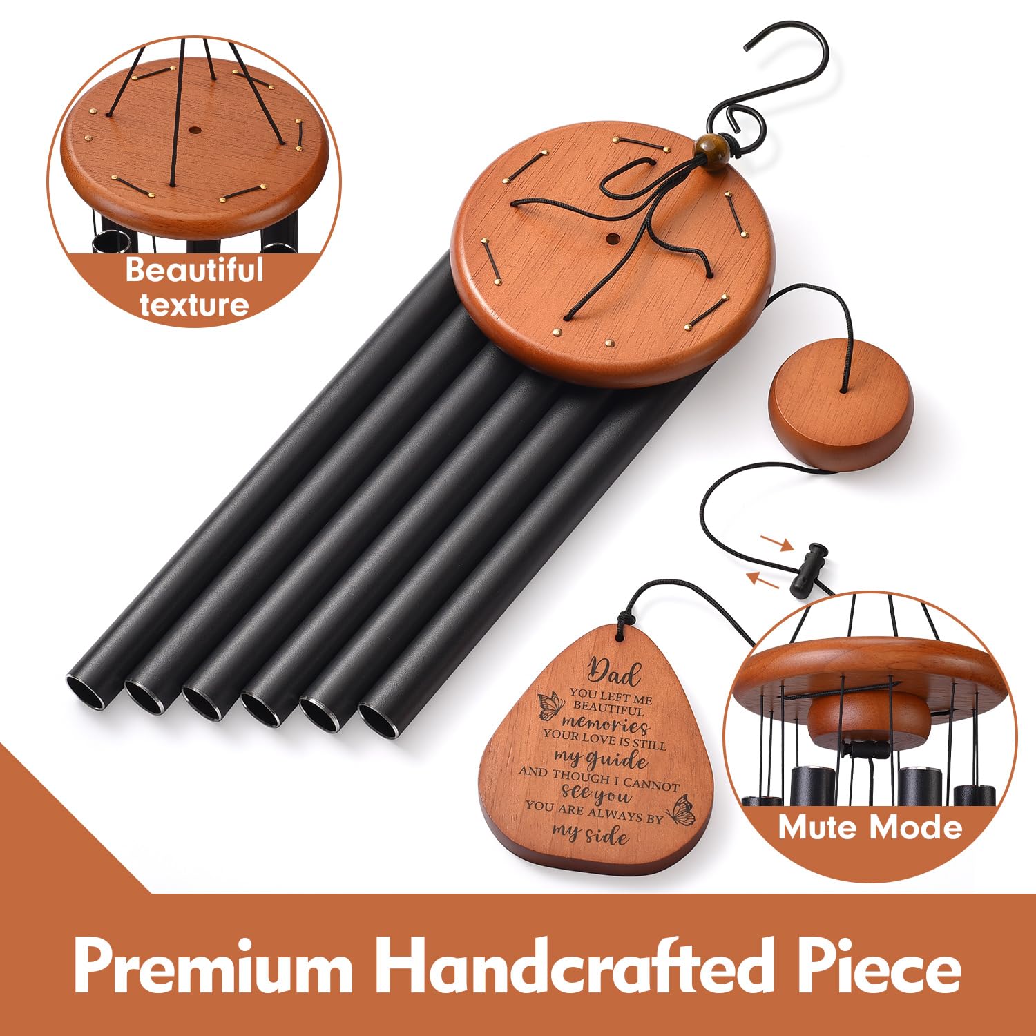 AMBOBE durable aluminum tubes and rubberwood wind chime withstands year-round outdoor use.