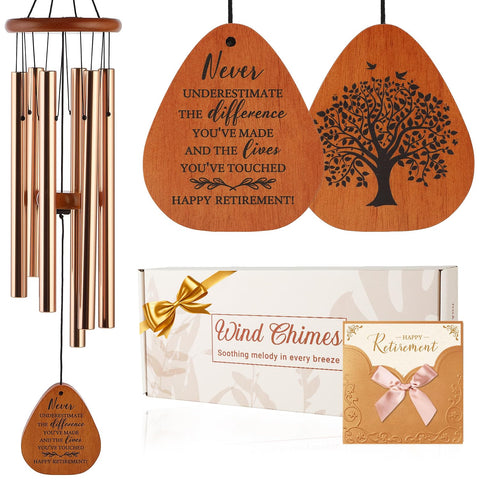 AMBOBE 32-inch retirement wind chime shown outdoors with a serene ambiance