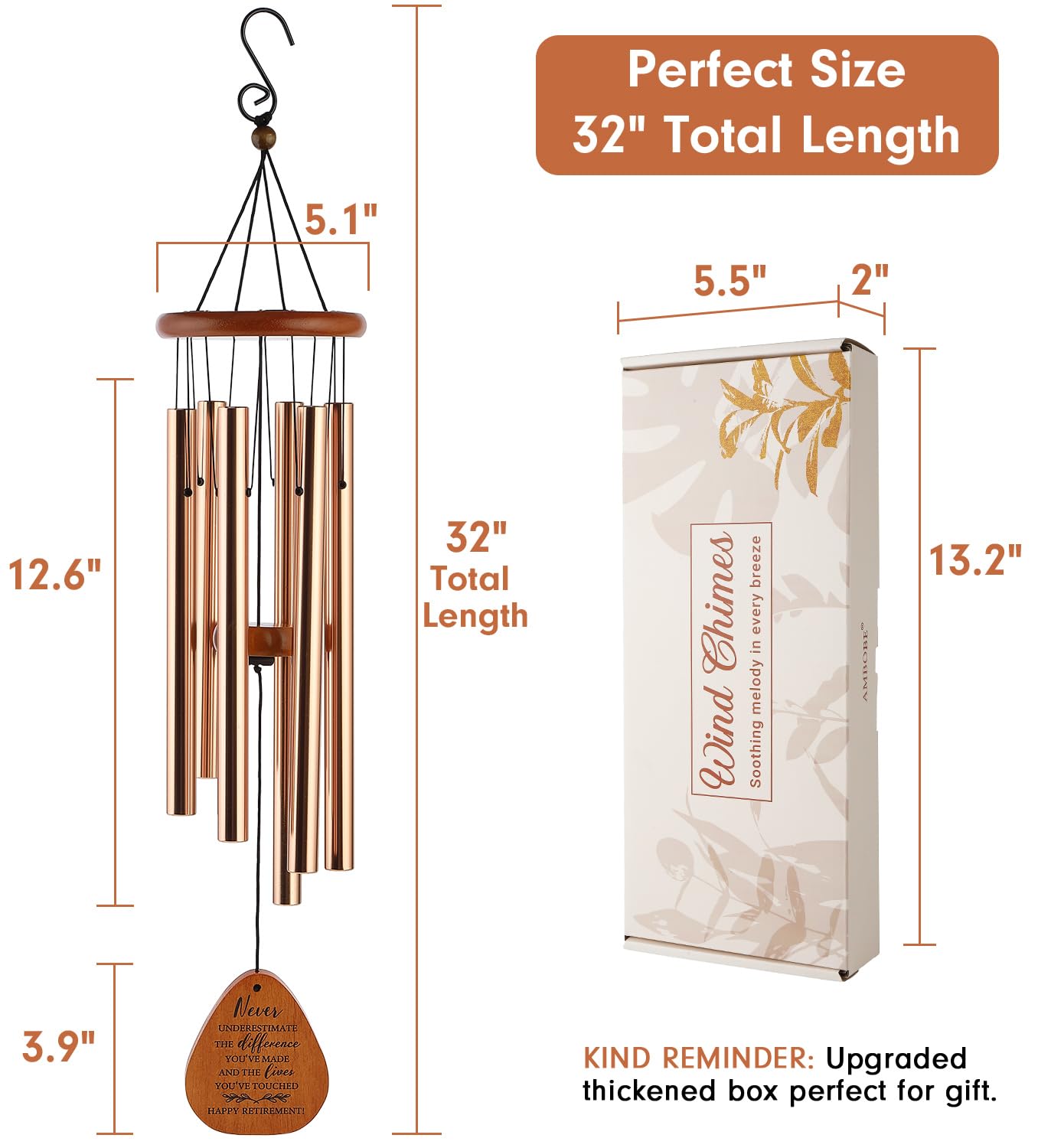 AMBOBE wind chime gift box and card ready for gifting