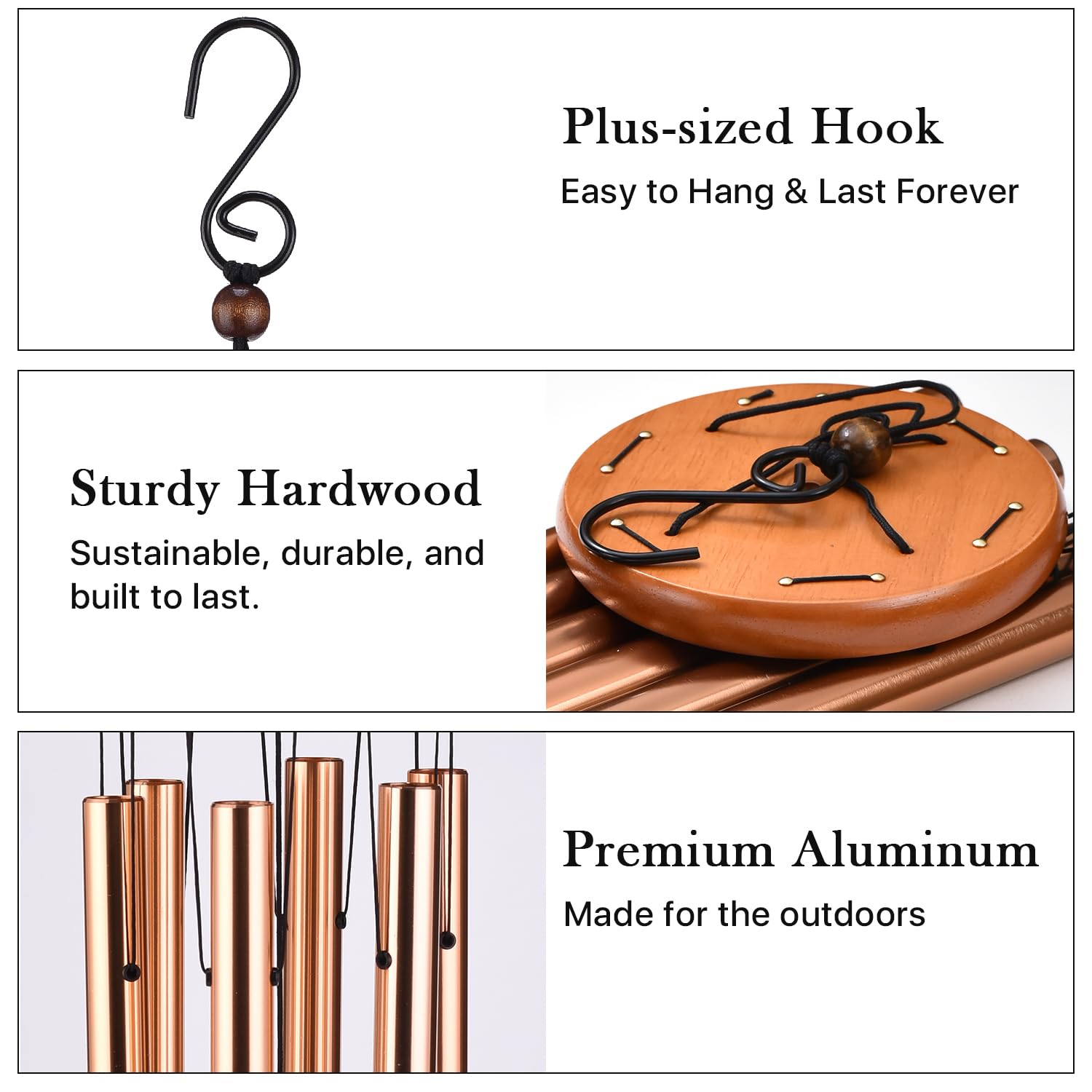 AMBOBE Weather-resistant aluminum wind chimes endure outdoor conditions