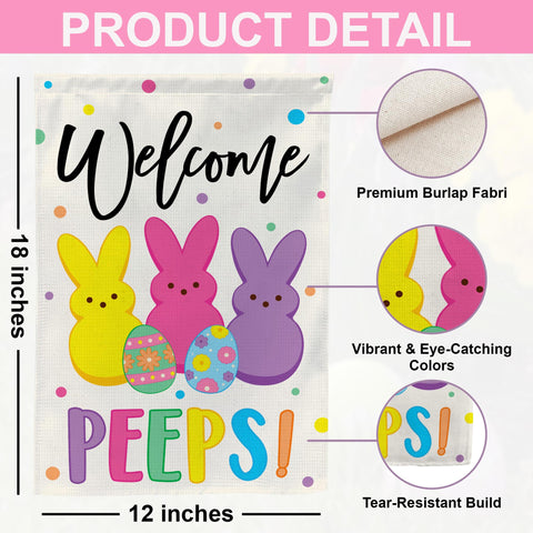 AMD PRINT Easter garden flag made with weather-resistant fabric for outdoors.