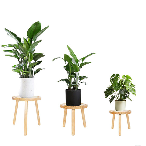 Amdermi 3-pack wood plant stand, 11h-11d, ideal for corner display and large pots