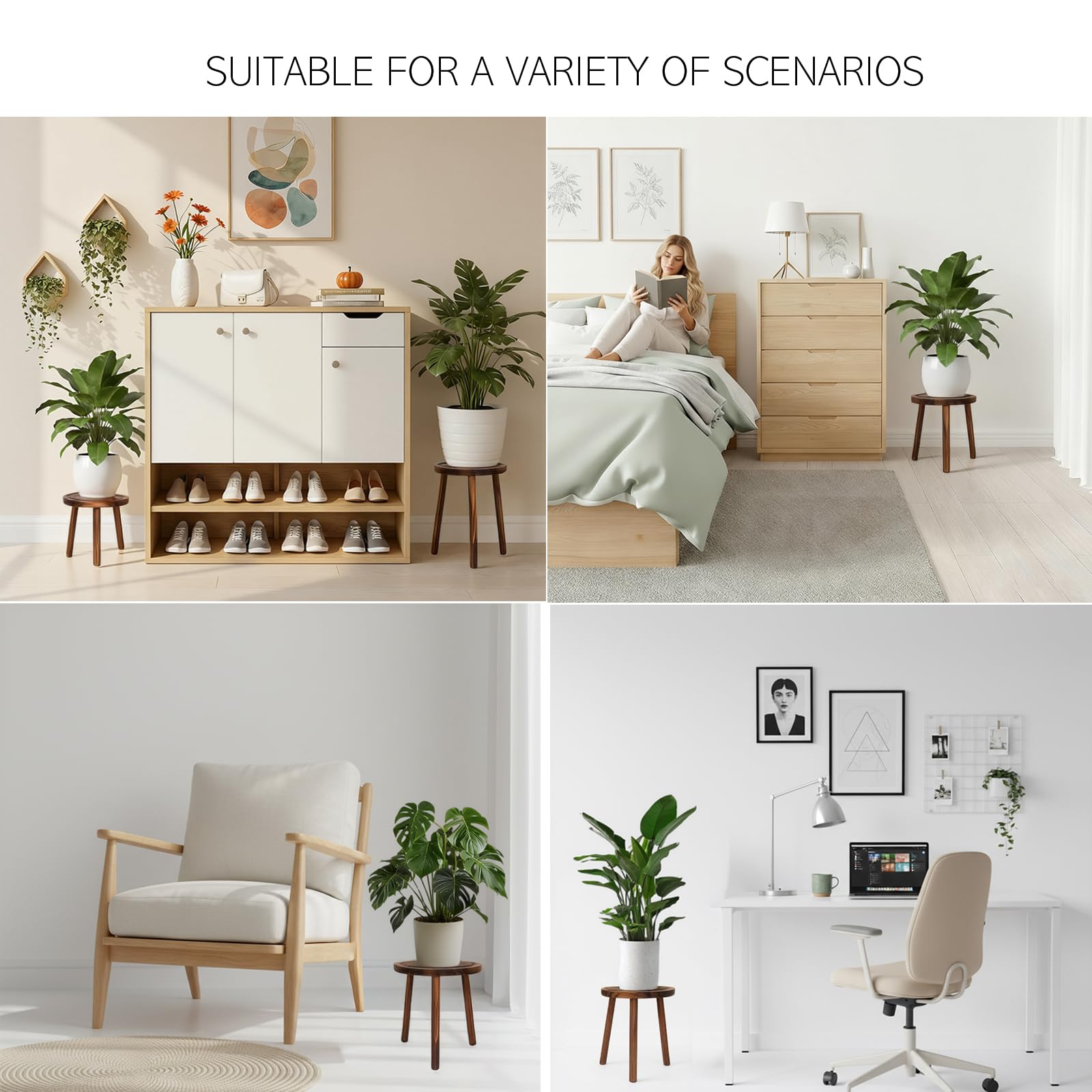 Amdermi wood plant stand espresso finish adds warm, modern accents.