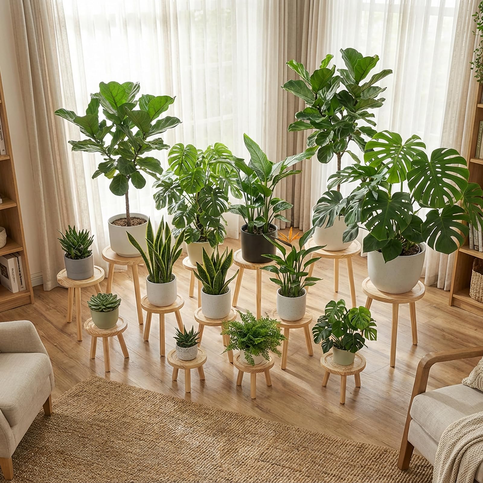 Amdermi plant stand with reinforced triangular base for stability