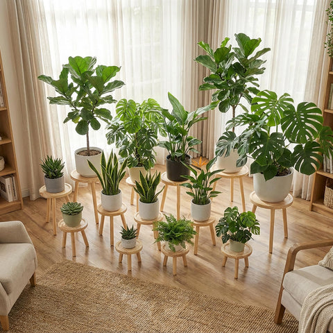 Amdermi plant stand with reinforced triangular base for stability