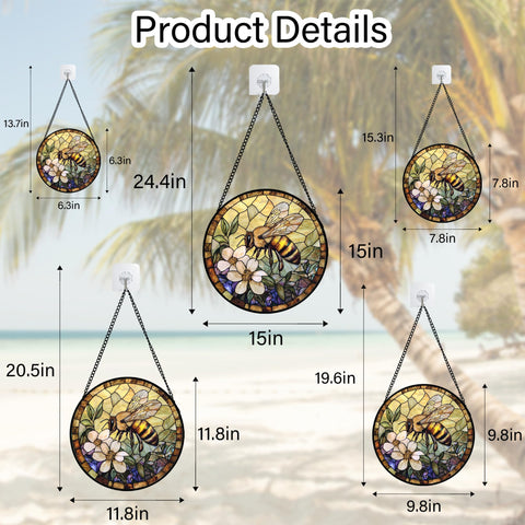 AMDERVEN amber-yellow bee design sun catcher filters light beautifully through windows.
