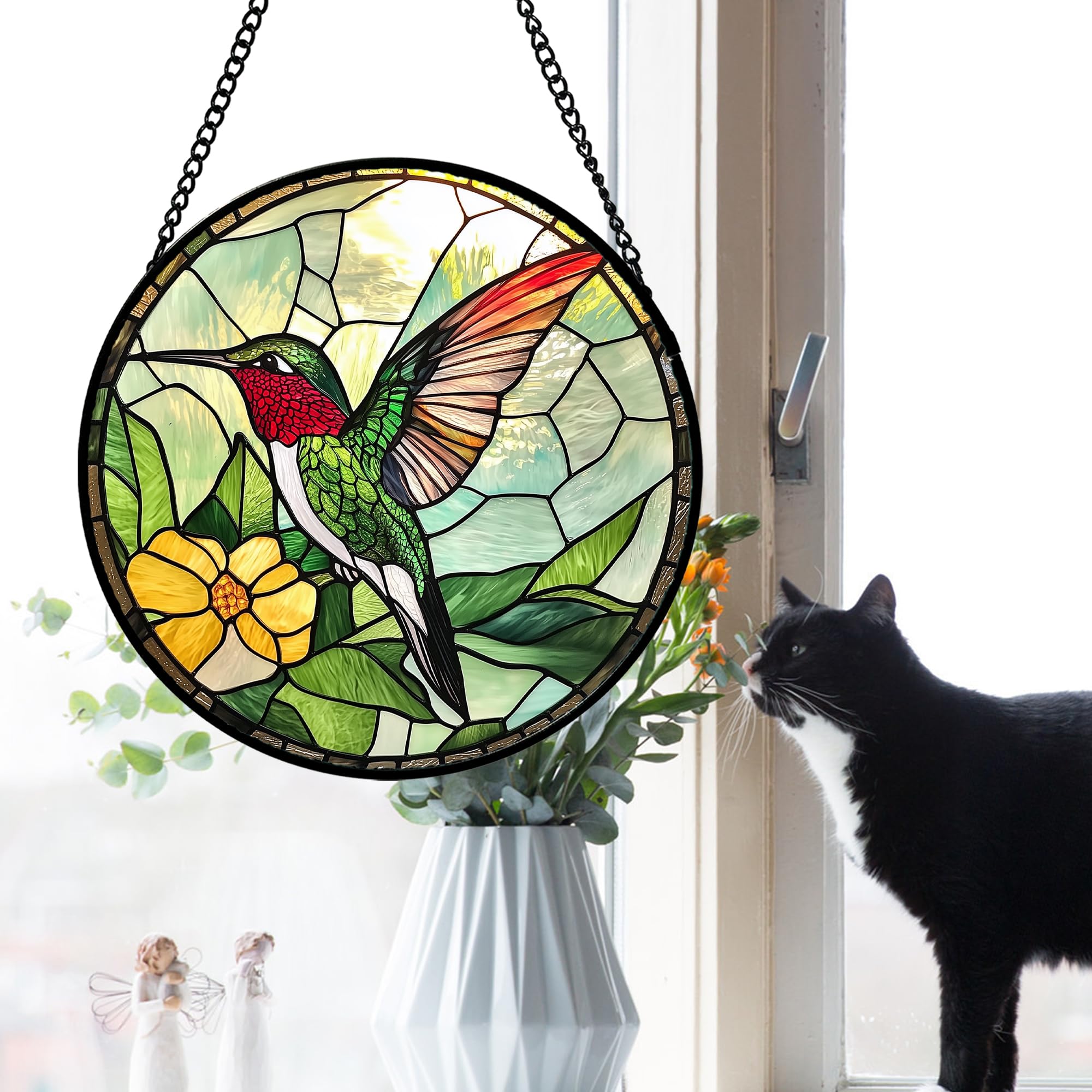 AMDERVEN artistic gift for bird lovers featuring glass hummingbird