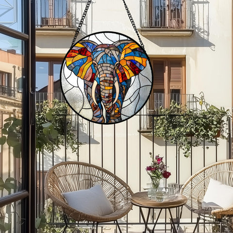 AMDERVEN colorful elephant window hanging adds artful charm to any room.