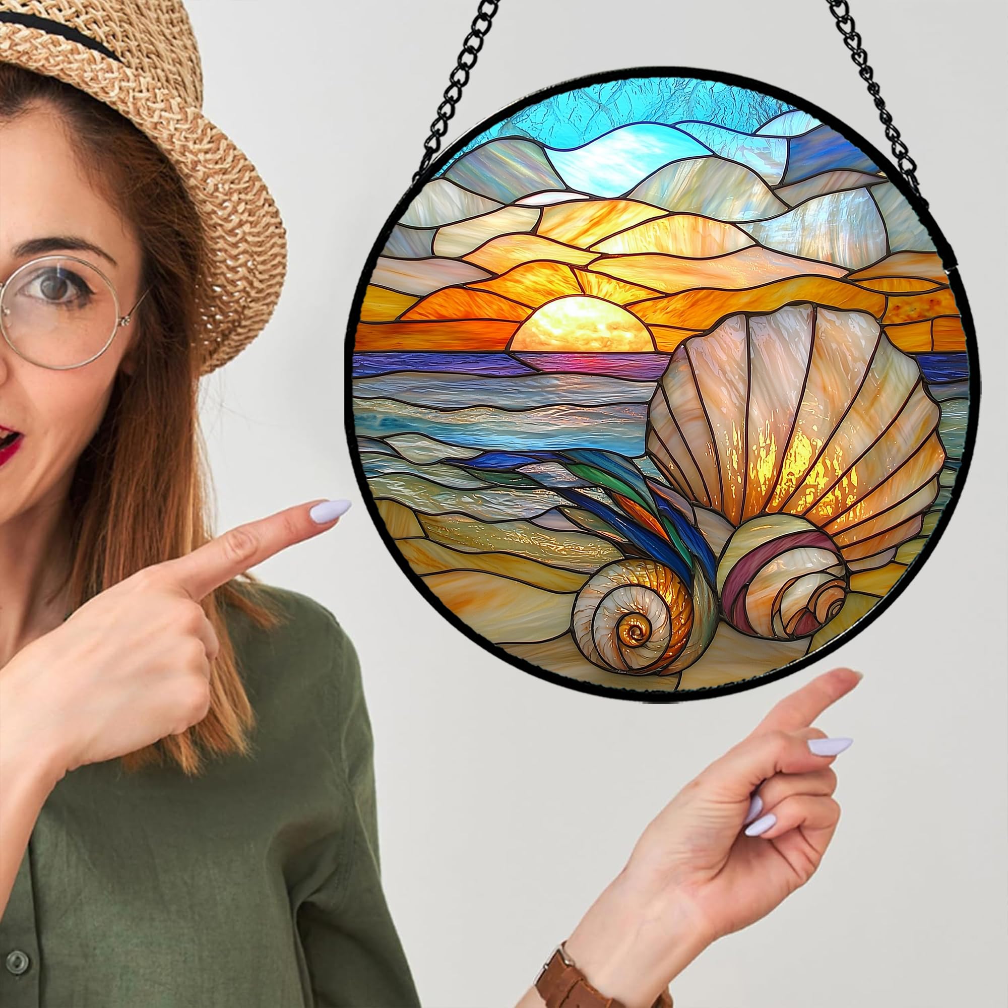 AMDERVEN intricate-pattern suncatcher serves as a striking window focal point