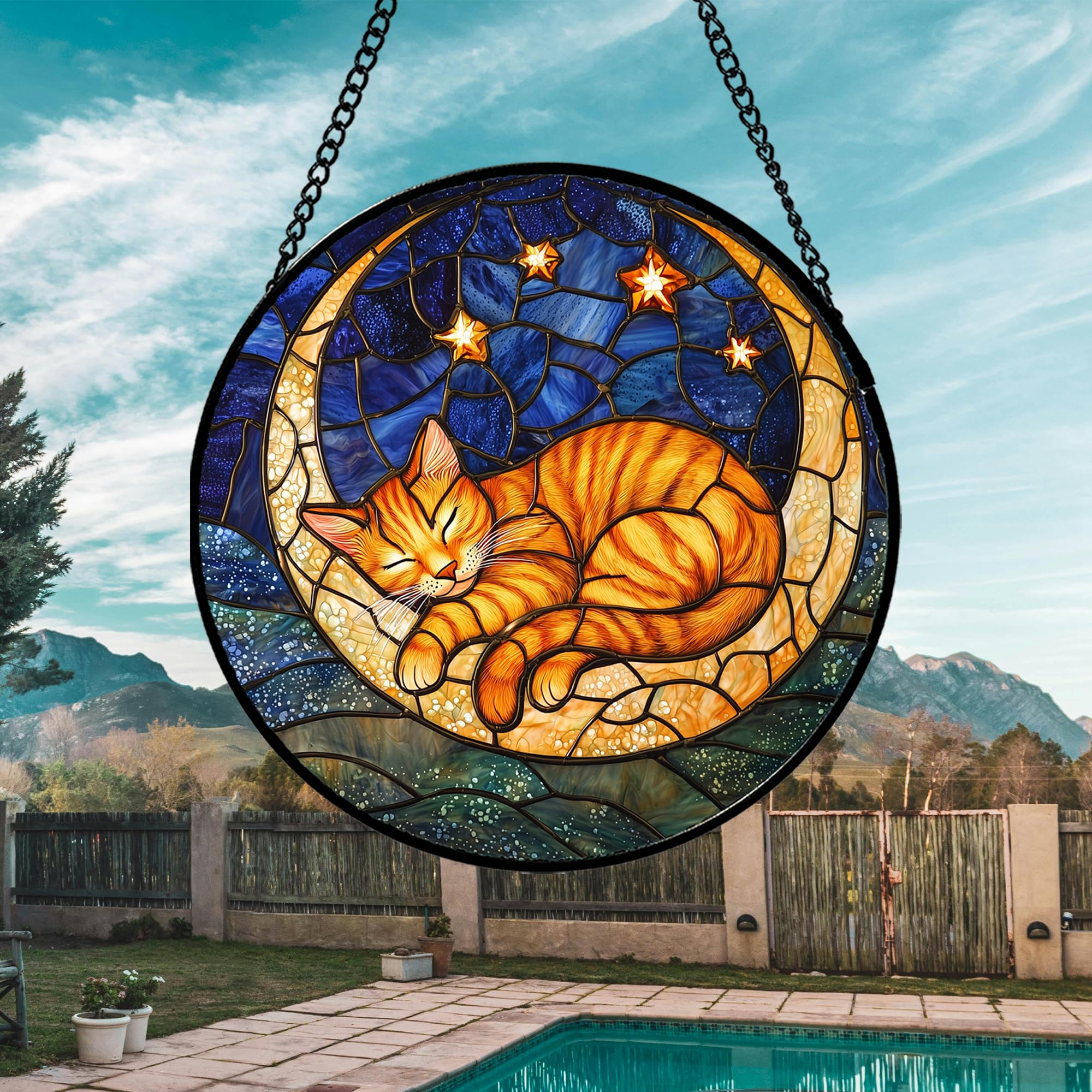 AMDERVEN Stained glass art with UV printing preserves vibrant hues in indoor lighting.