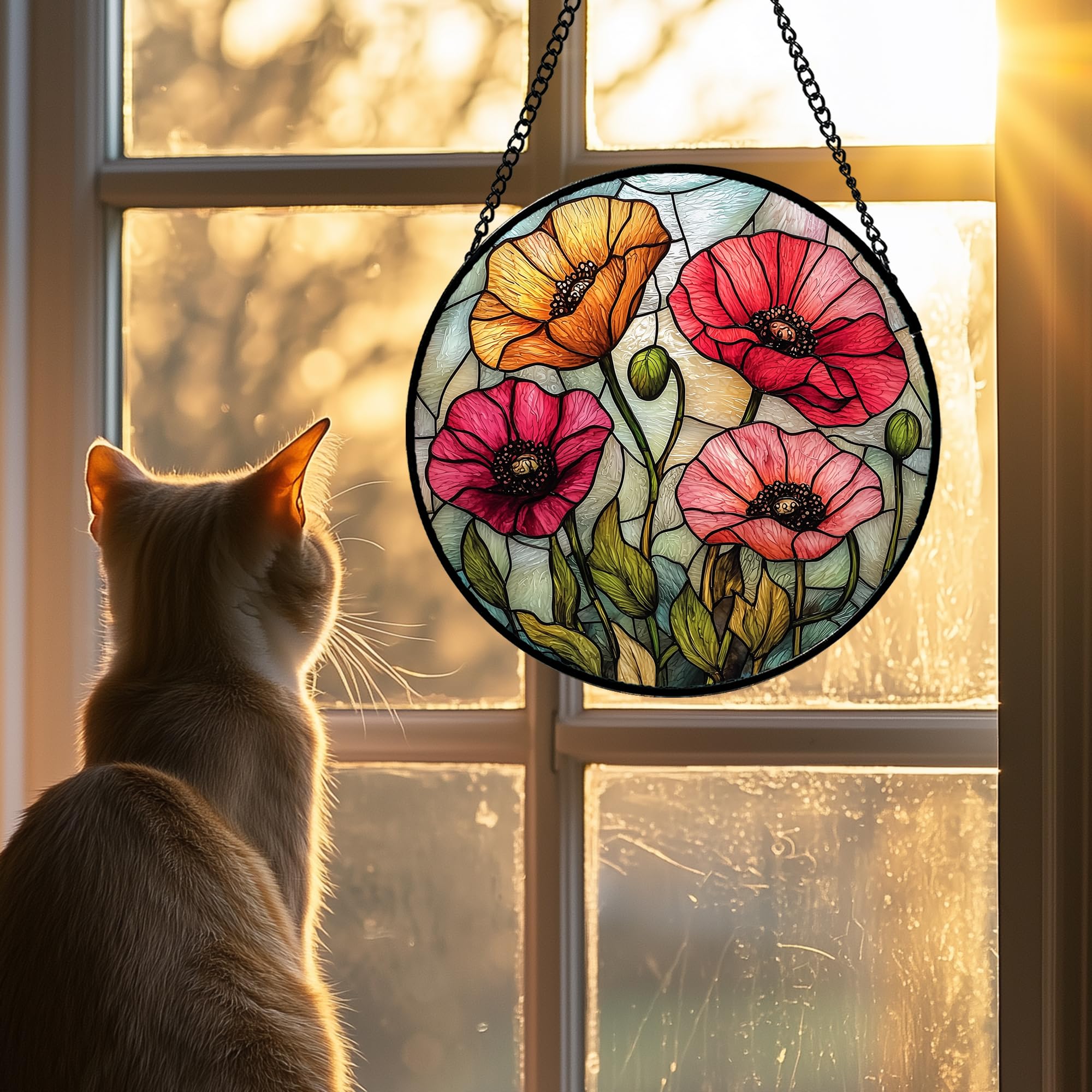 AMDERVEN stained glass suncatcher showcases intricate patterns for decorative windows.
