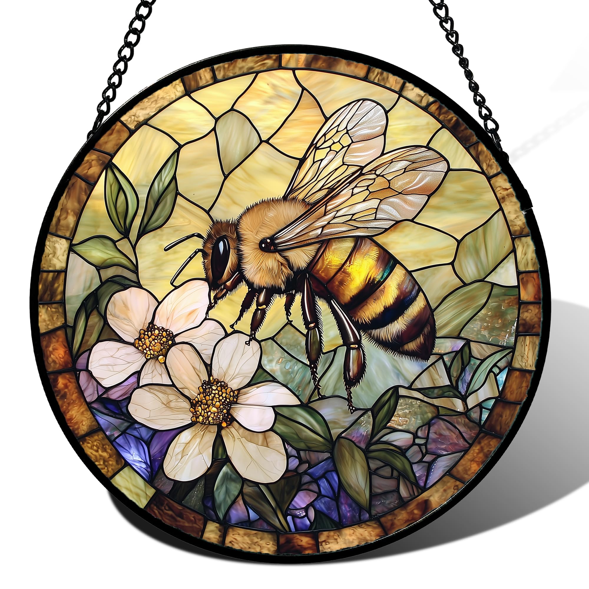 AMDERVEN stained glass suncatcher with rainbow hues brightens living spaces.