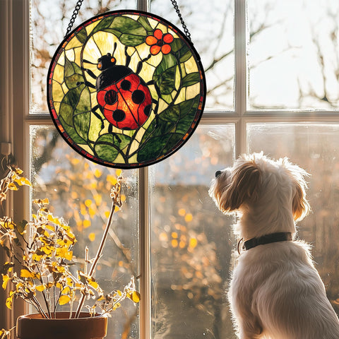 AMDERVEN green plant stained glass window hanging adds a natural, calming accent to any room.