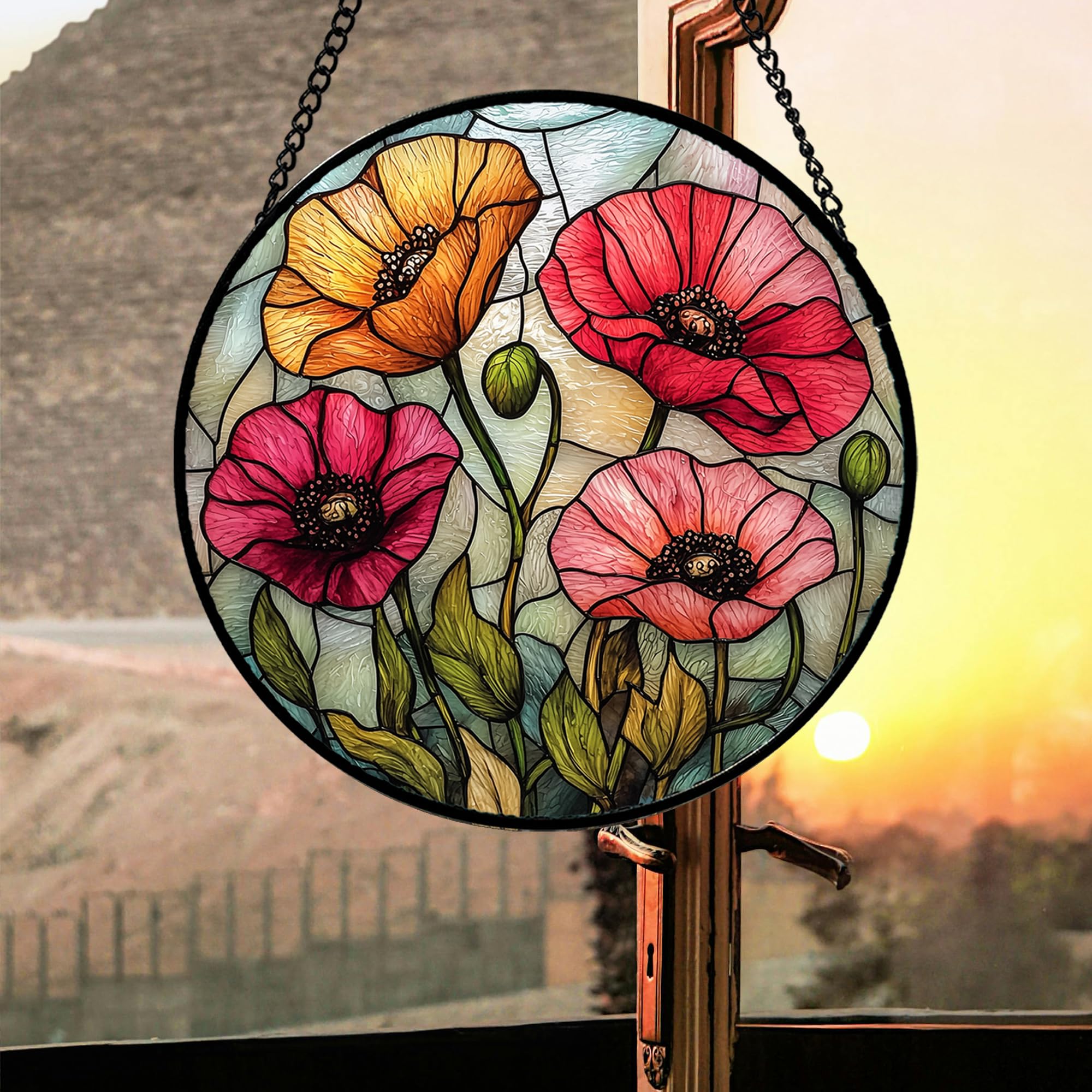 AMDERVEN glass and metal suncatcher with durable fixtures for lasting display.