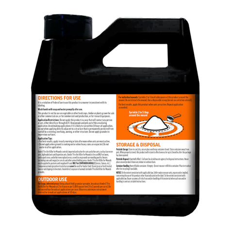 Amdro granules spreading on an ant mound for targeted control.