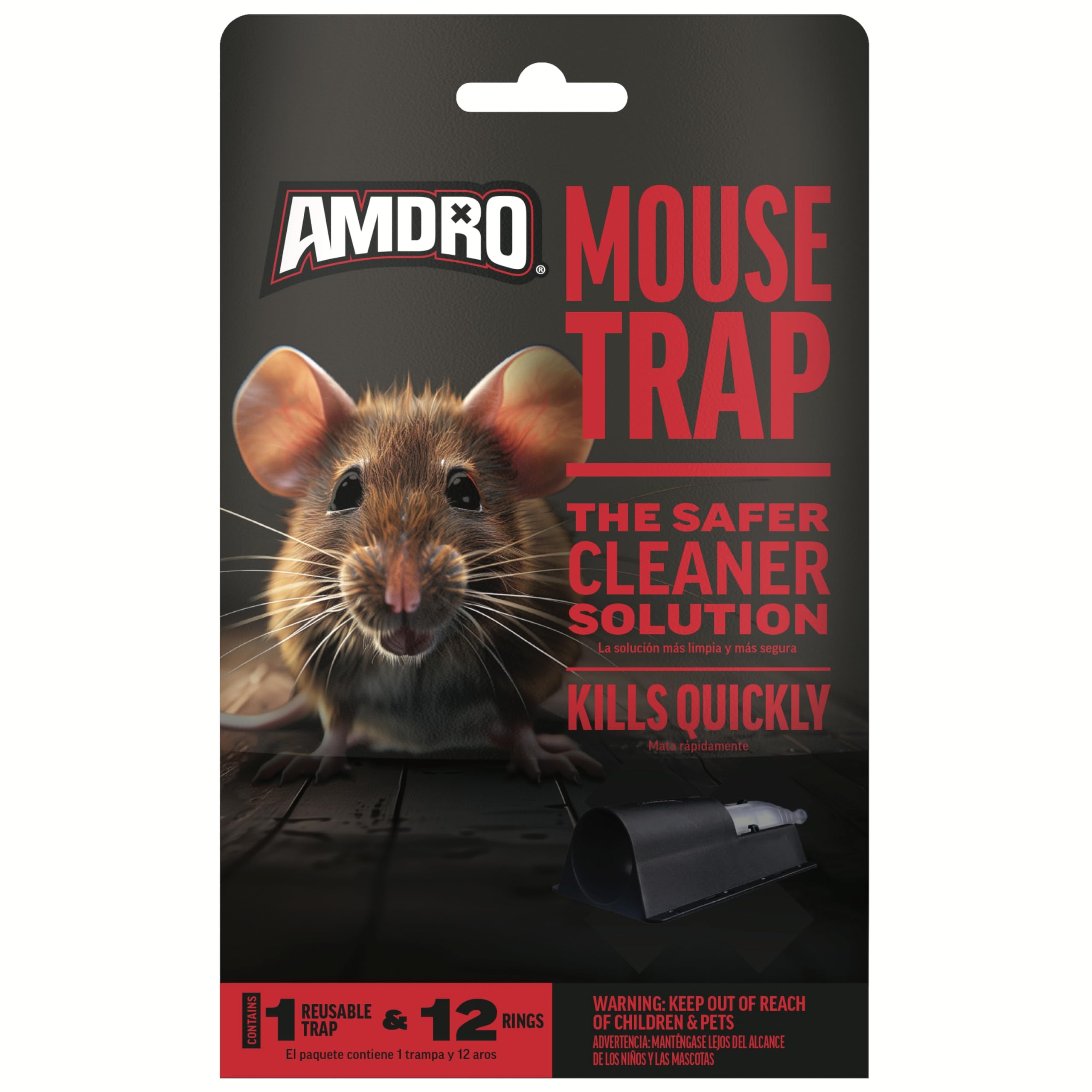 Amdro Mouse Trap Plum front view for quick, clean rodent control.