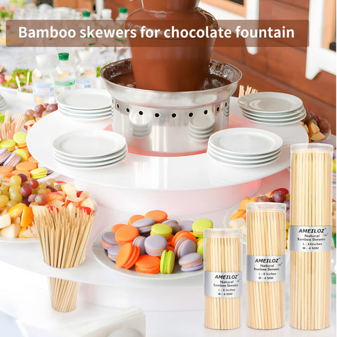 AMEILOZ 12-inch skewers ideal for appetizers, fruit, and meat presentations