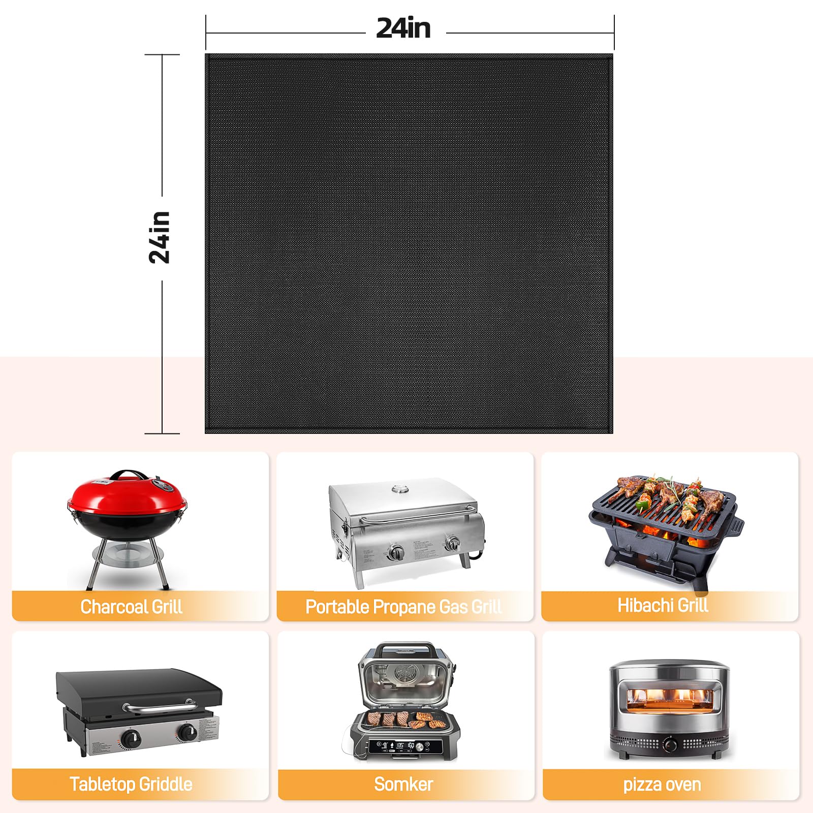 Amerbro 24x24in mat used indoors under air fryer for heat resistance