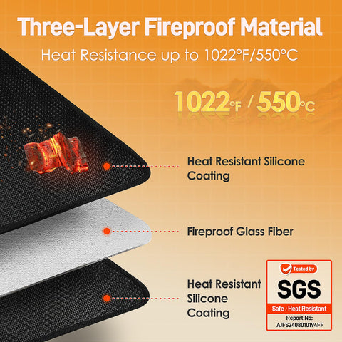 Amerbro heat-resistant grill mat up to 550C (1022F) for safe outdoor cooking.
