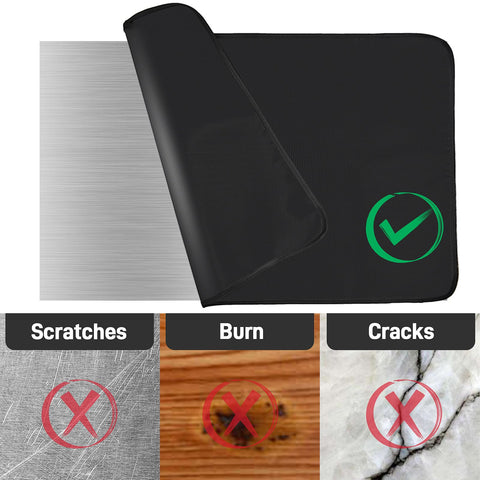 Amerbro indoor-outdoor flexible mat adapts to grills and appliances for versatile protection.
