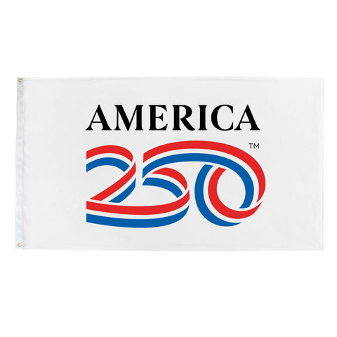 AMERICA 250 250th anniversary flag for outdoor display with the official emblem.
