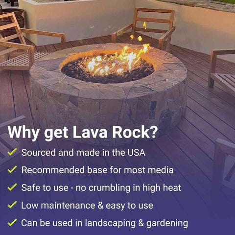 American Fireglass lava rock base for grills and outdoor fires