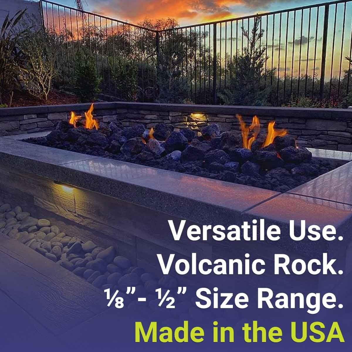 American Fireglass lava rock accents gas logs with natural texture