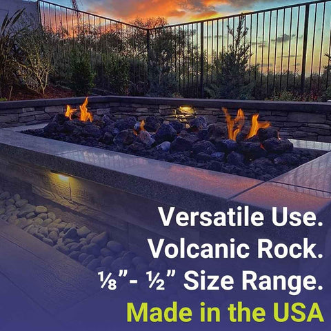 American Fireglass lava rock accents gas logs with natural texture