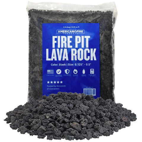 American Fireglass lava rock one-eighth to one-half inch pile ready for fire pit decor