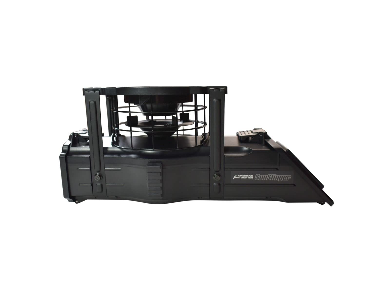 American Hunter Sunslinger enclosed varmint cage protects feed from scavengers.