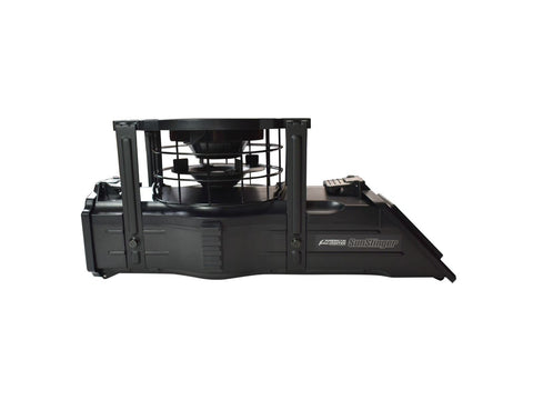 American Hunter Sunslinger enclosed varmint cage protects feed from scavengers.