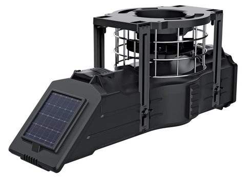 American Hunter Sunslinger metal spin plate enables consistent, programmable feed distribution.