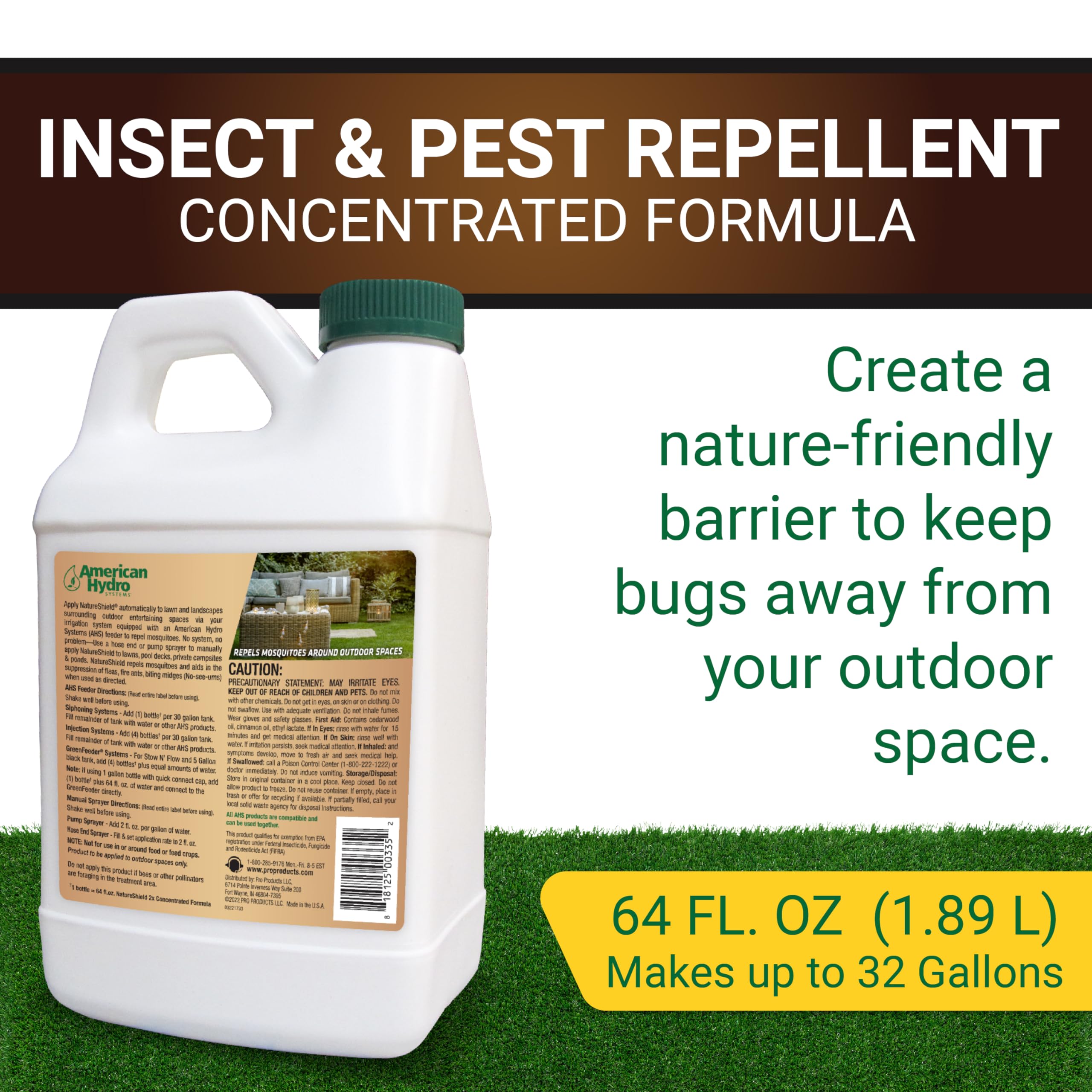 NatureShield cedar scent on patio surface repels pests around seating area.